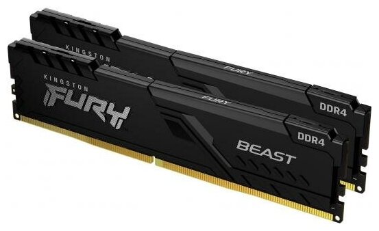 Оперативная память для компьютера 32Gb 2x16Gb PC4-25600 3200MHz DDR4 DIMM CL16 Kingston FURY Beast Black KF432C16BBK232