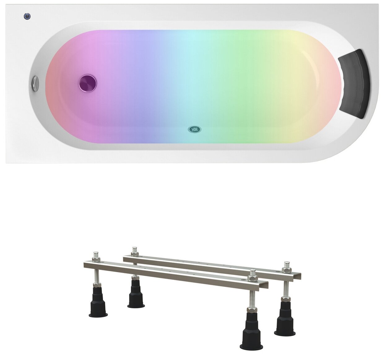 Комплект 4 в 1 Lavinia Boho Art II S3-371317PL, акриловая ванна 170x72,5 см (левый разворот), ножки, подголовник, хромотерапия