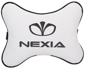 Автомобильная подушка на подголовник экокожа Milk с логотипом автомобиля DAEWOO Nexia