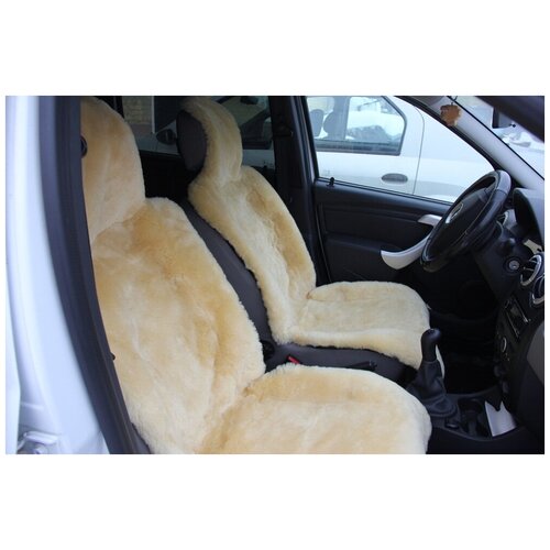 Накидка меховая из овечины с подголовником Shkura-Dekor длинный ворс бежевая