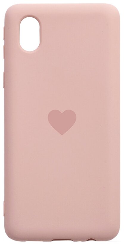 Силиконовый чехол-накладка Silky Touch для Samsung Galaxy A01 Core с принтом "Heart" розовый