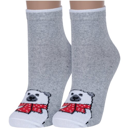 Женские носки Красная Ветка укороченные, размер 23-25, серый