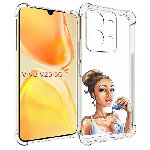 Чехол MyPads девушка-пролила-краску женский для Vivo V25 5G / V25e задняя-панель-накладка-бампер
