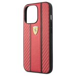 Ferrari для iPhone 13 Pro Max чехол PU Carbon/Smooth with metal logo Hard Red - изображение