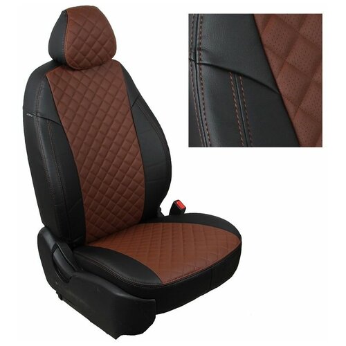 фото Чехлы nissan x-trail 2 t-31 2001-2019 экокожа черный, коричневый автопилот ni-kht-t31-chetk-r