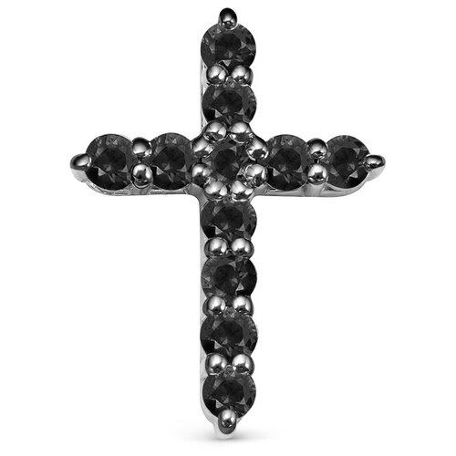Декоративный крест с 11 черными бриллиантами из белого золота 77712 VESNA jewelry