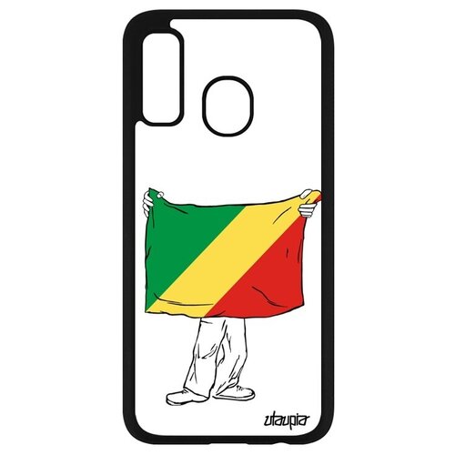 фото Модный чехол на мобильный // samsung galaxy a40 // "флаг конго браззавиль с руками" патриот страна, utaupia, белый
