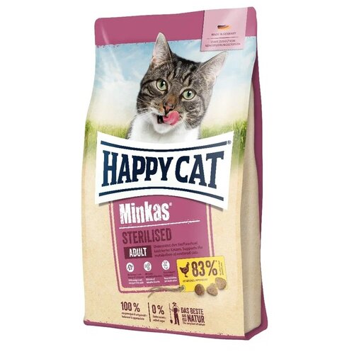 Сухой корм для стерилизованных кошек Happy Cat Minkas, с домашней птицей 10 кг