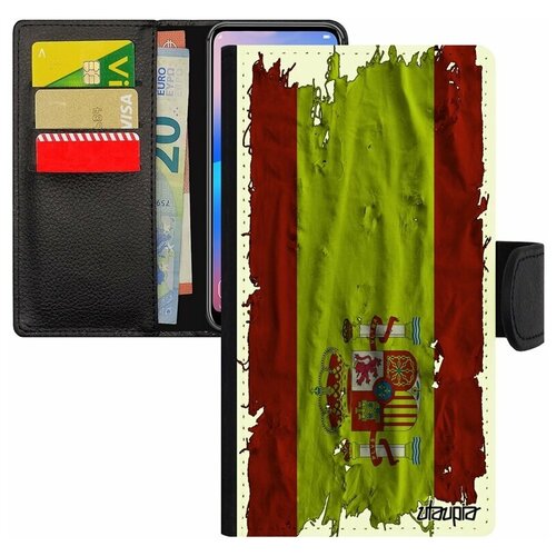 фото Чехол книжка на мобильный apple iphone 7, "флаг испании на ткани" патриот государственный utaupia