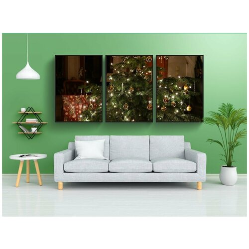 фото Набор модулных постеров для интерьера "рождество, рождественская елка, подарки" 60x90 см. в тубусе, без рамки lotsprints