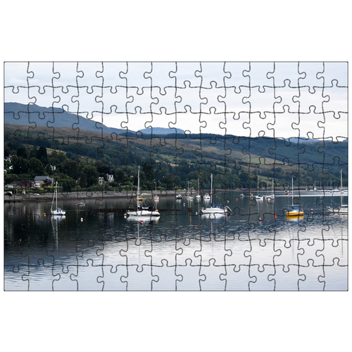 фото Магнитный пазл 27x18см."холмы, лодки, море" на холодильник lotsprints