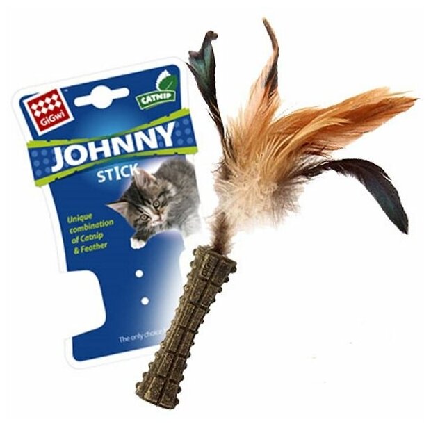 75334 Игрушка для кошек Спрессованная кошачья мята с перьями 8см, серия JOHNNY STICK - фотография № 16