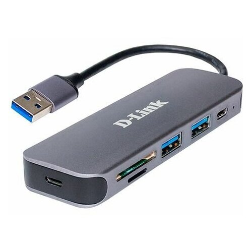 Концентратор D-Link DUB-1325/A2A с 2 портами USB 3.0, 1 портом USB Type-C, слотами для карт SD и microSD и разъемом USB 3.0