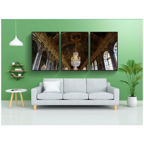 фото Набор модулных постеров для интерьера "париж, версаль, зеркальная галерея" 60x90 см. в тубусе, без рамки lotsprints