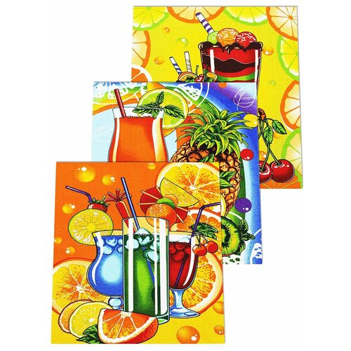 Кухонные полотенца/Alena Alenkina/Вафельное полотенце / Подарки для женщины / Набор полотенец 3 шт / Кухня/ 57х47