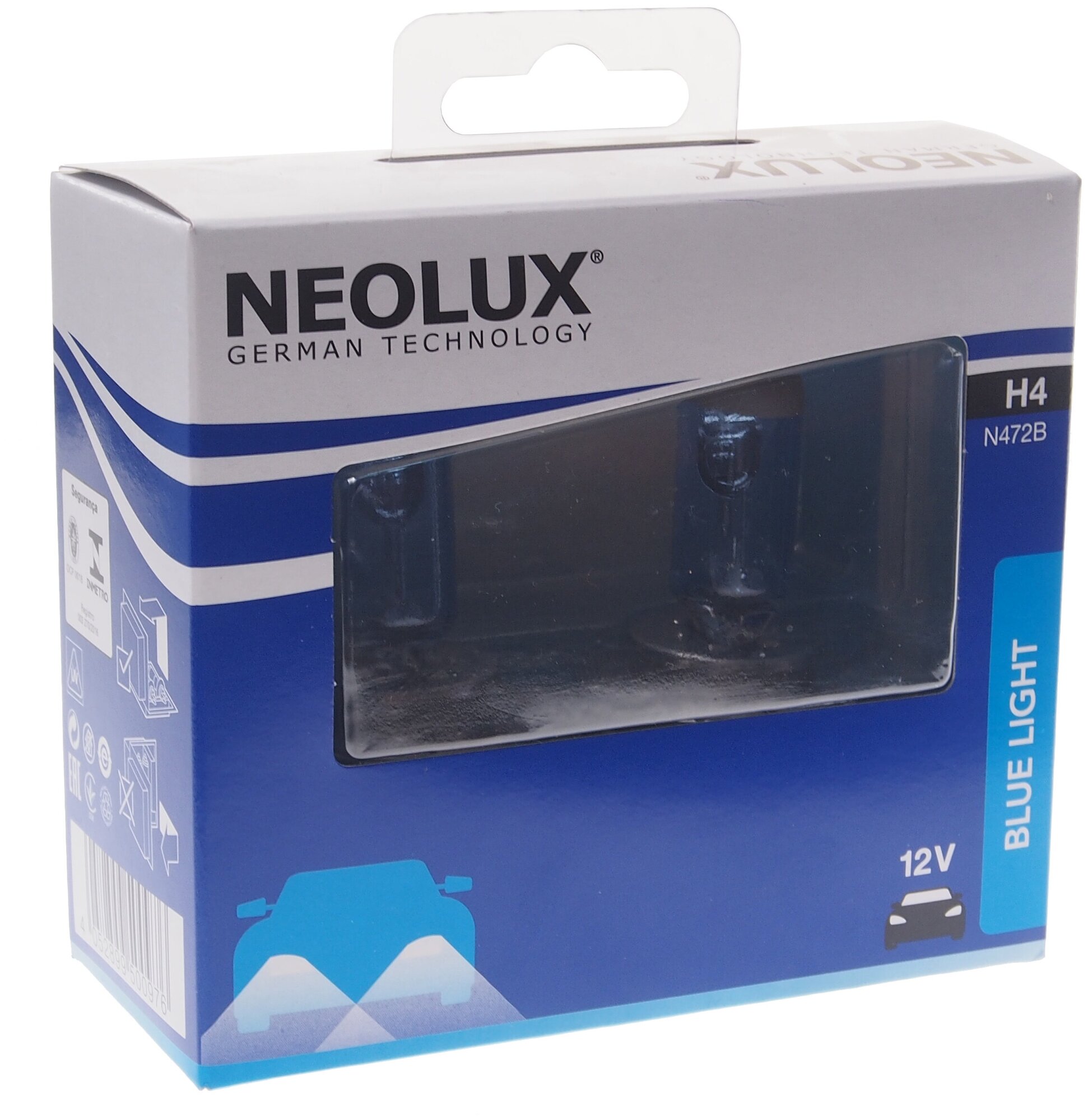 Лампа Neolux H4 12V-60/55W P43t Blue Light, комплект 2 шт, SCBN472B-SCB