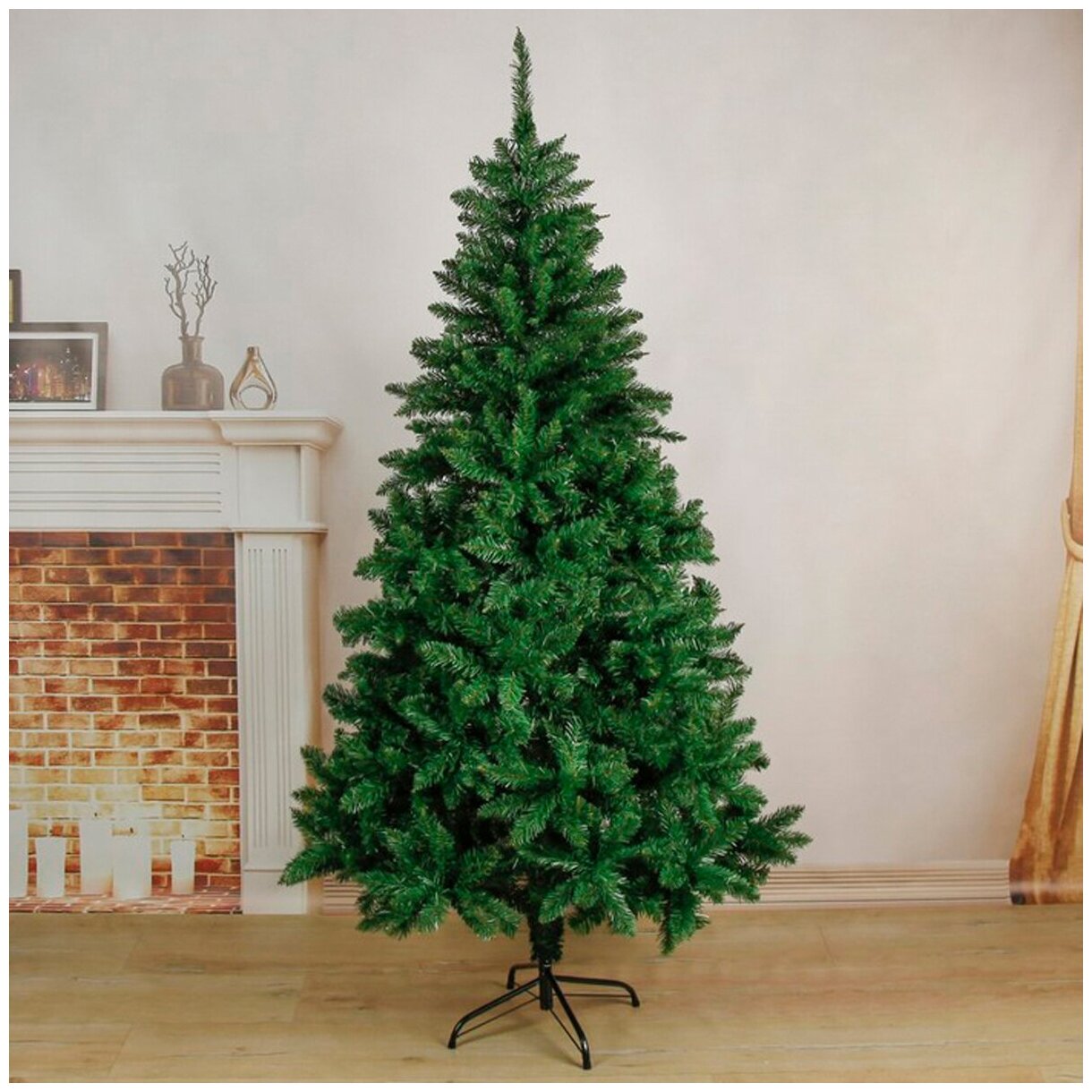 Декоративная ель Зимнее волшебство зеленая, высота 180 см, 780 веток