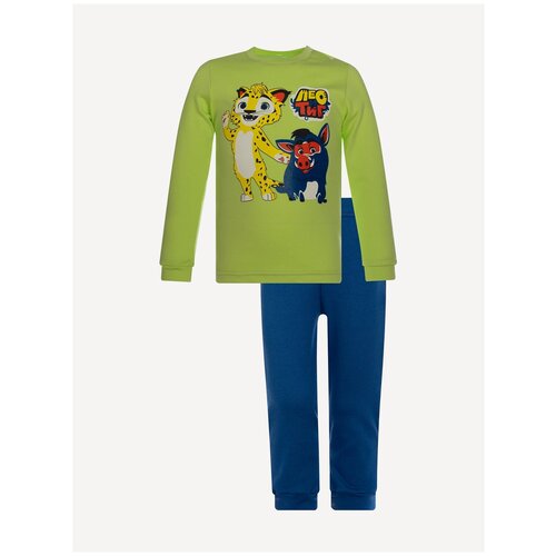 фото Лт753 костюм детский утенок размер 52( рост 80) салат_индиго_лео_и_куба, (лонгслив+штаны)