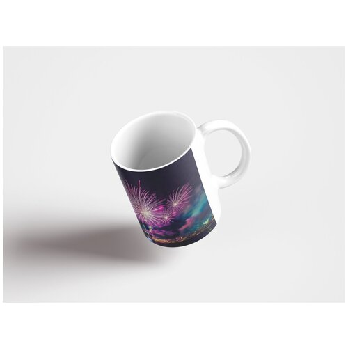 фото Кружка "фейерверк, фиолетовый, город 320 мл. белая lotsprints