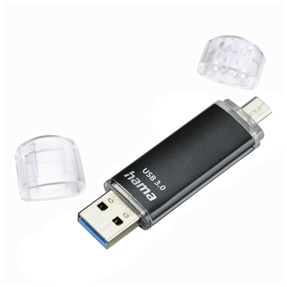 Флеш-накопитель hama Laeta Twin microUSB 2.0 / USB-A 3.0, 128 GB, в алюминиевом корпусе (Germany)