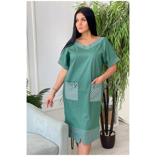 фото Платье "миллена шарм 7221" прямого силуэта изумрудного цвета 58р-р (50-64 размерный ряд) millenasharm