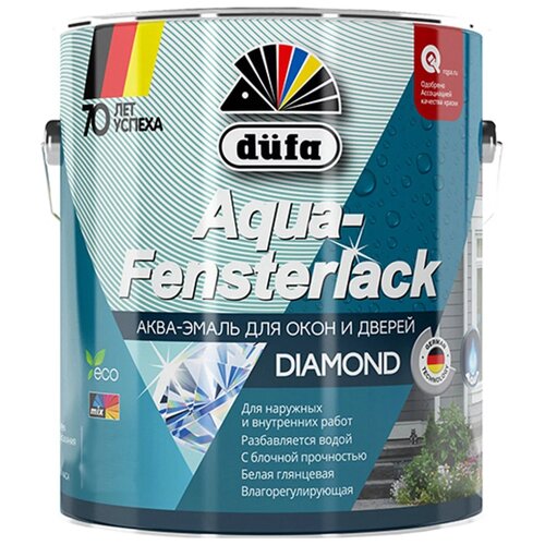 Эмаль акриловая (АК) Dufa Aqua-Fensterlack, глянцевая, белый, 1.03 кг, 0.75 л