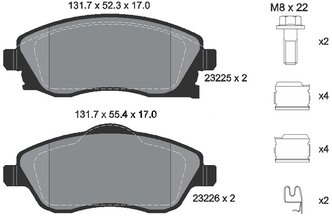 Дисковые тормозные колодки передние Textar 2322501 для Chevrolet, HOLDEN, Opel, VAUXHALL (4 шт.)