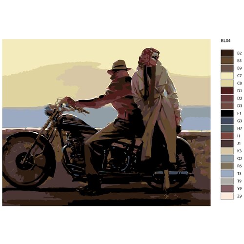 Картина по номерам, Живопись по номерам, 72 x 90, BL04, Влюблённые, мотоцикл, Брент Линч картина по номерам живопись по номерам 80 x 100 bl04 влюблённые мотоцикл брент линч