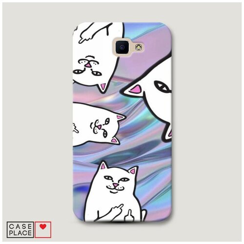 фото Чехол пластиковый samsung galaxy j5 prime 2016 кот с факами на шелке case place