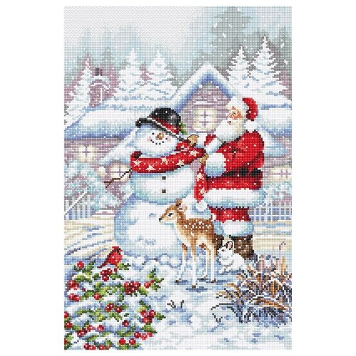 Купить L8015 Набор для вышивания LetiStitch 'Снеговик и Санта' 33*22см