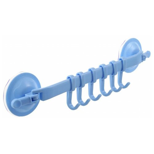 Регулируемая вешалка с крючками для ванны (голубой)