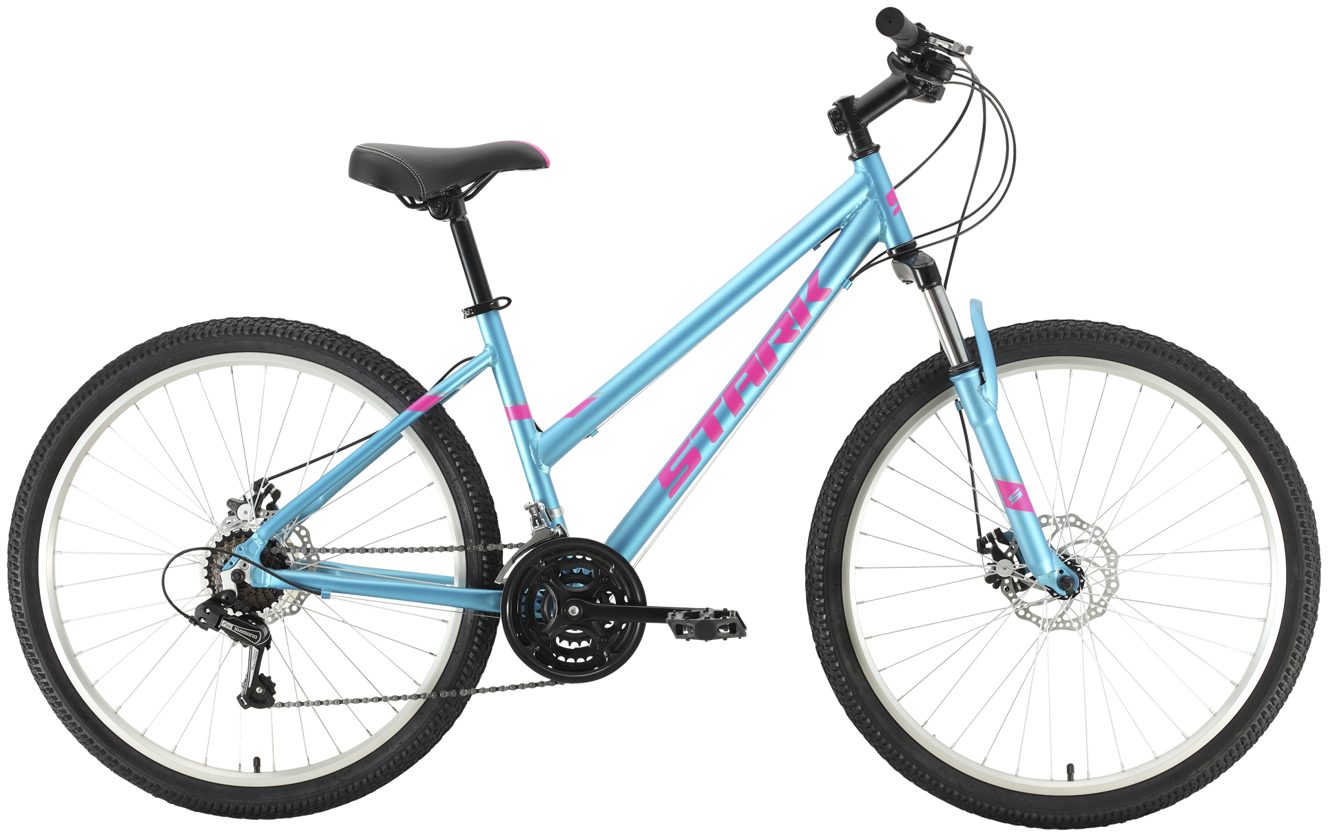 Велосипед STARK Luna 26.1 D (2021), горный (взрослый), рама 14.5", колеса 26", голубой/розовый, 15.9кг [hd00000204]