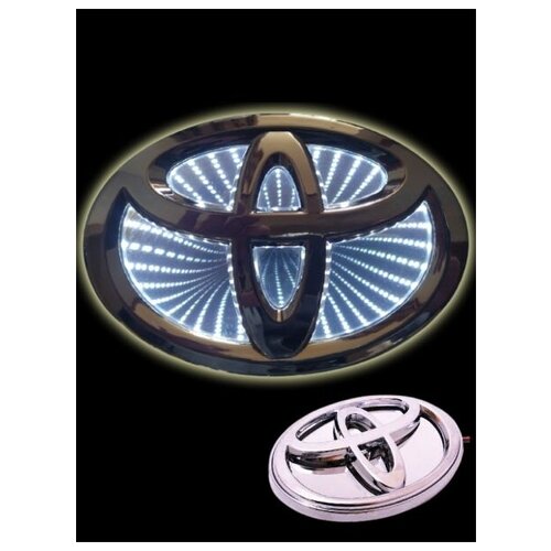 Автомобильная светодиодная эмблема 3D тойота toyota 12см х 8.3см