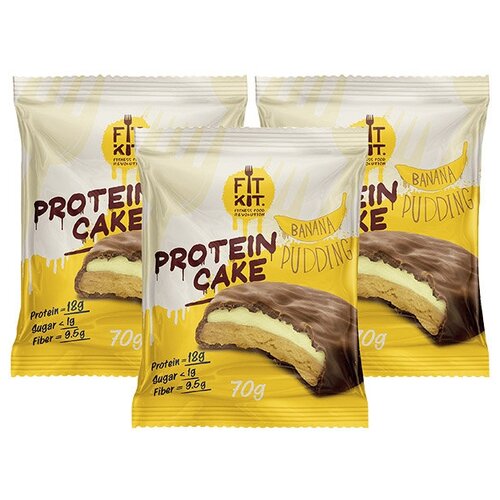 Fit Kit, Protein Cake, 3шт x 70г (Лимон-миндаль)