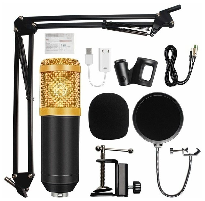 Профессиональный микрофон BM 800 с POP-фильтром BM 800 студии Микрофон BM800 Condenser Microphone для компьютера