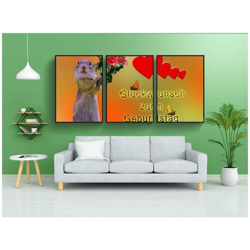 фото Набор модулных постеров для интерьера "открытка на день рождения, поздравление, поздравительная открытка" 60x90 см. в тубусе, без рамки lotsprints