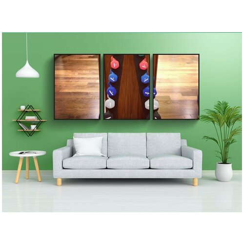 фото Набор модулных постеров для интерьера "гантели, веса, стойка" 60x90 см. в тубусе, без рамки lotsprints