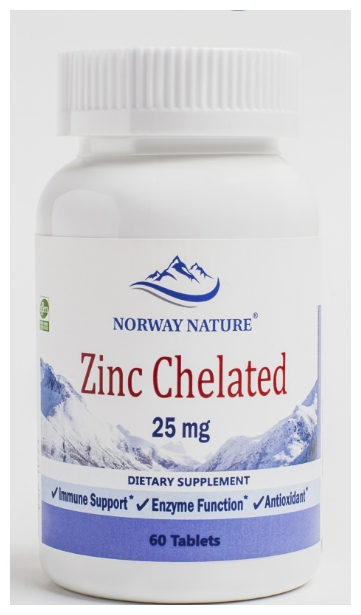 Norway Nature Zinc Chelated (Цинк хелатная форма) 25 мг 60 таблеток