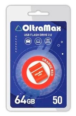 USB-накопитель (флешка) OltraMax Drive 50 64Gb (USB 2.0), оранжевый