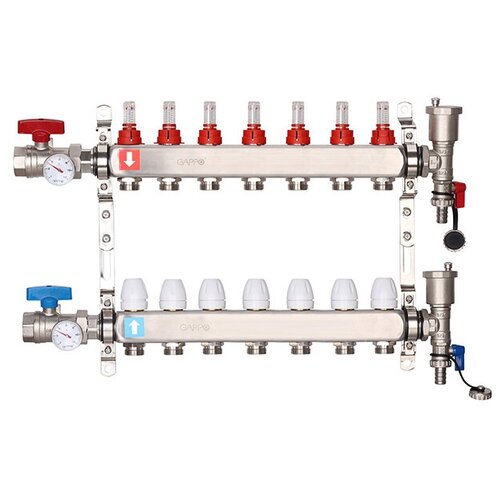 Коллектор регулируемый с расходомерами Gappo G422.7 7-вых. x1x3/4