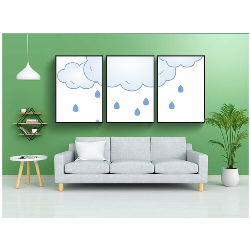 фото Набор модулных постеров для интерьера "дождь, облака, небо" 60x90 см. в тубусе, без рамки lotsprints