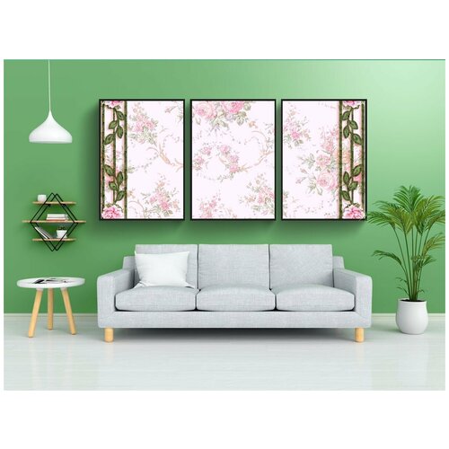 фото Набор модулных постеров для интерьера "пионы, шебби шик, альбом для вырезок" 60x90 см. в тубусе, без рамки lotsprints