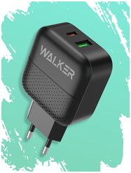 Сетевая зарядка для телефона WALKER WH-37, USB + Type-C мощностью 18W+18W,3.4A,