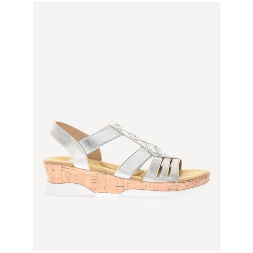 фото Босоножки rieker, размер 39, серебряный