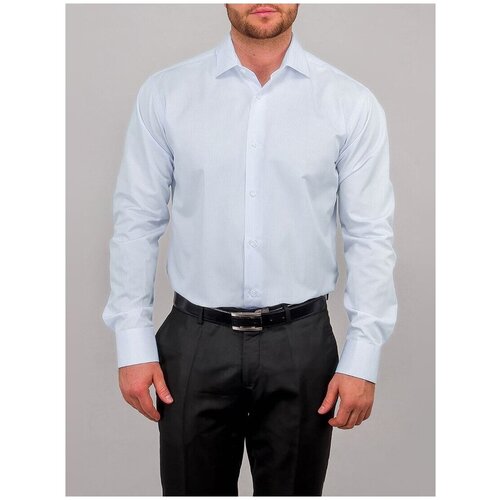 фото Рубашка мужская длинный рукав greg 211/199/301/z, полуприталенный силуэт / regular fit, цвет голубой, рост 174-184, размер ворота 44
