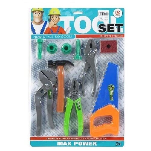 Игровой набор, детские инструменты мальчикам, набор игрушечных столярных инструментов на блистере (10 предметов)