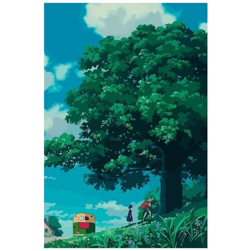 Картина по номерам на холсте Аниме пейзаж (Миядзаки, Природа) - 7221 В 60x40 картина по номерам на холсте аниме пейзаж 7219 в 60x40