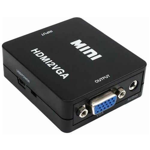 Переходник конвертер с HDMI на VGA. HDMI2VGA Черный конвертер переходник hdmi vga видеосигнала
