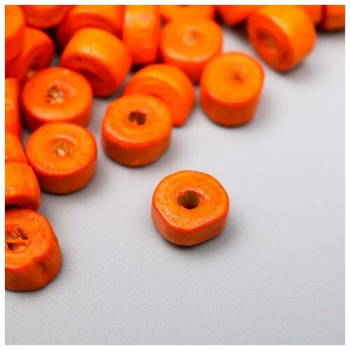 фото Арт узор бусины для творчества дерево "плоские круглые оранжевые" набор 20 гр 0,6х0,3 см