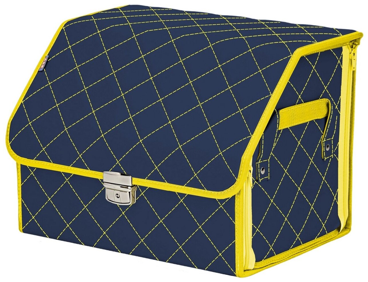 Органайзер-саквояж в багажник "Союз Премиум" (размер M). Цвет: синий с желтой прострочкой Ромб.